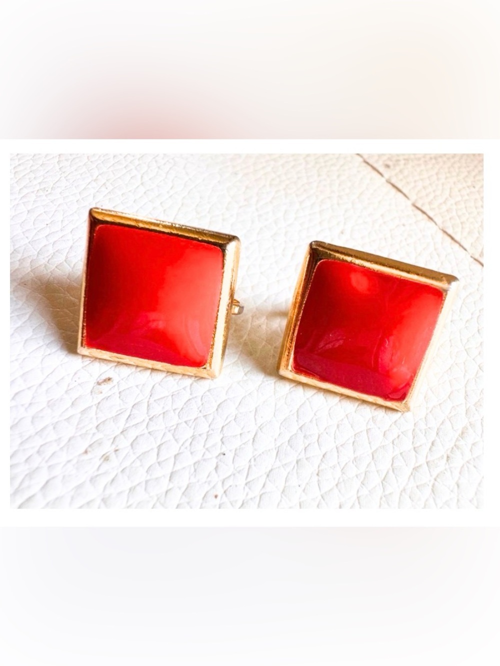Red & Gold Clip On Earrings